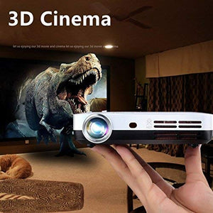 Play Android 3D 6000 Lumens Mini Portable LED Full HD Projector Smart Home Theater Pocket with WIFI, Bluetooth, HDMI and USB, 3840 x 2160dpi